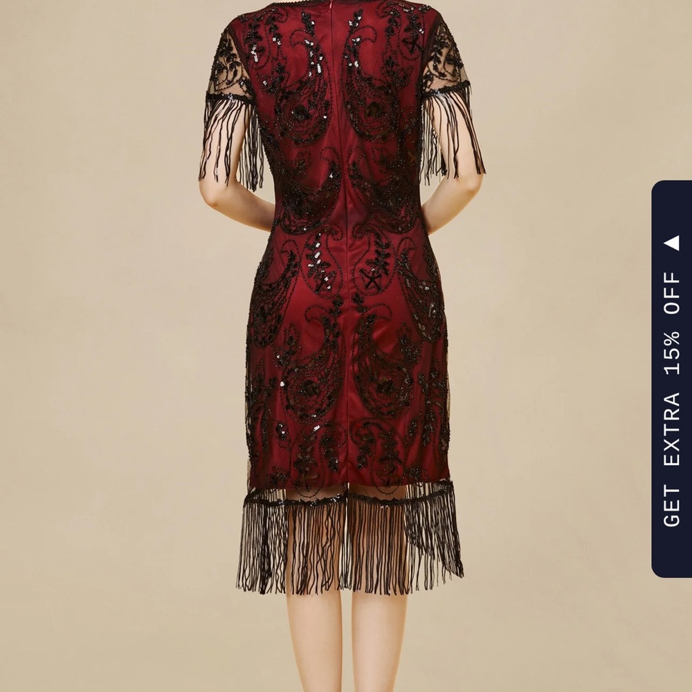 Embellished Sequin Fringe Art Deco Dress